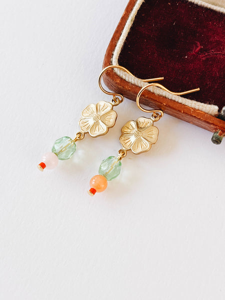 Small Flower And Bead Earrings