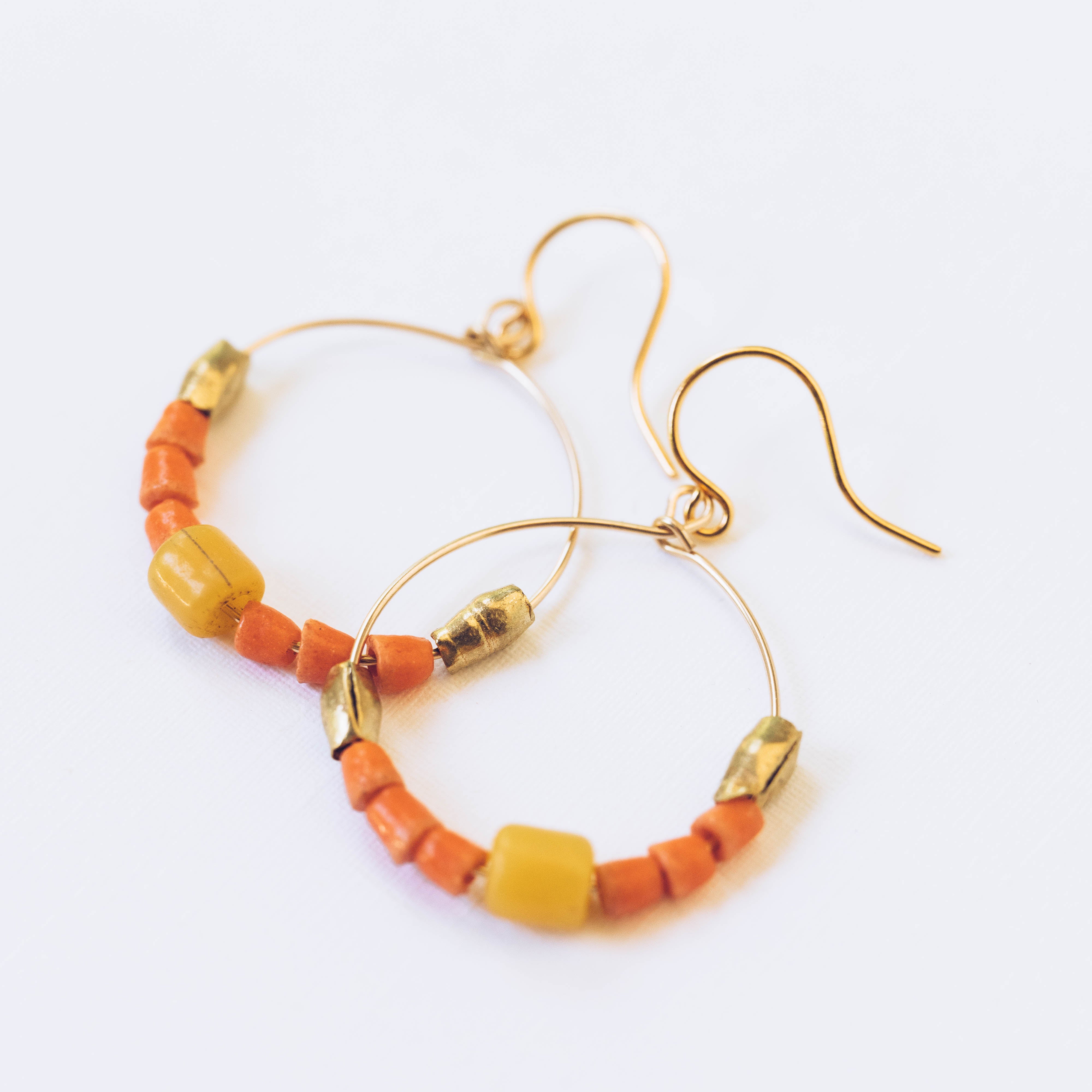 Big Hoops with Coral and Fair Trade Beads