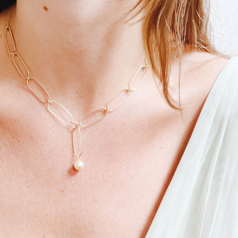 Paperclip and Pearl Necklace