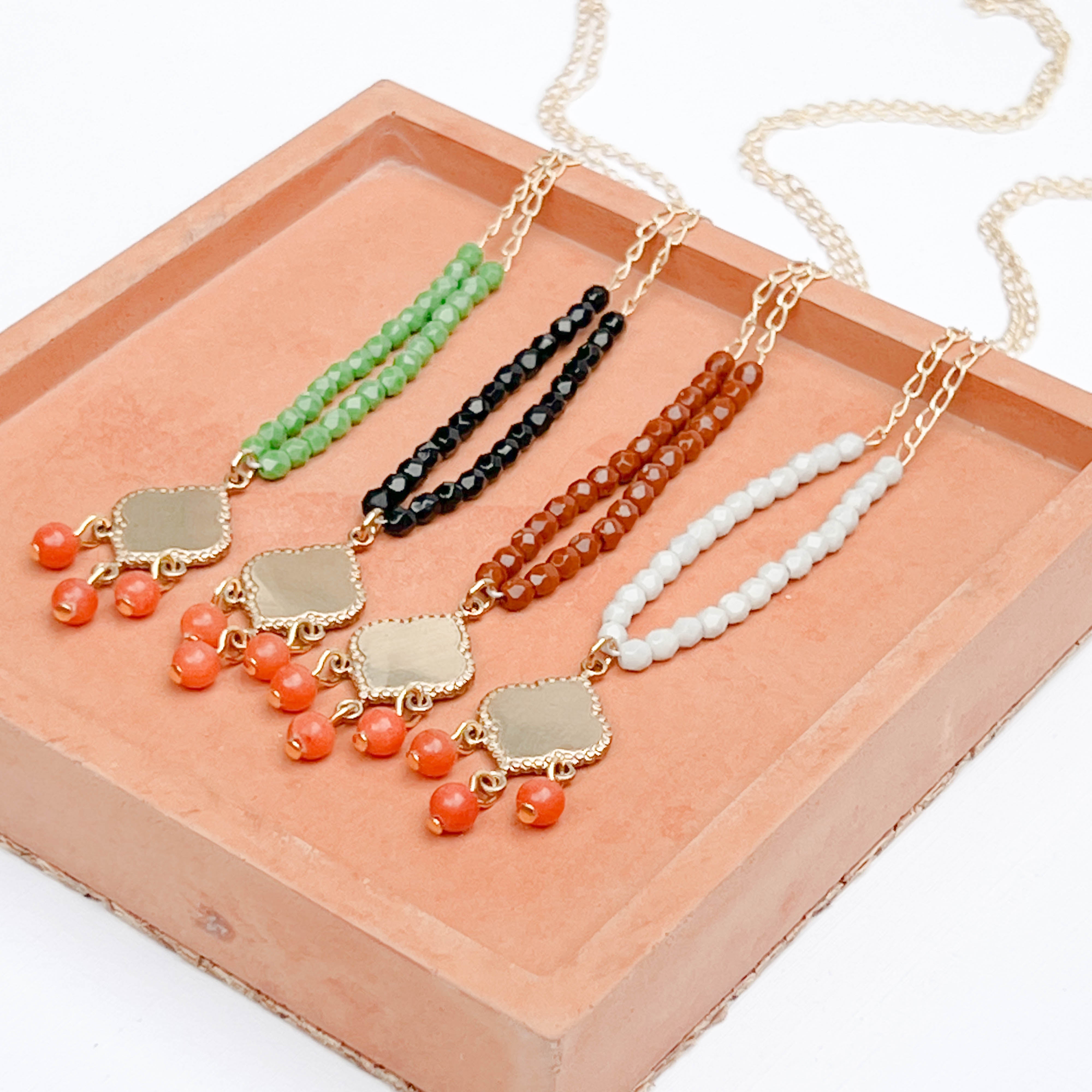 Long Necklace Mixed Multicoloured Coral Layered Tiny Beads