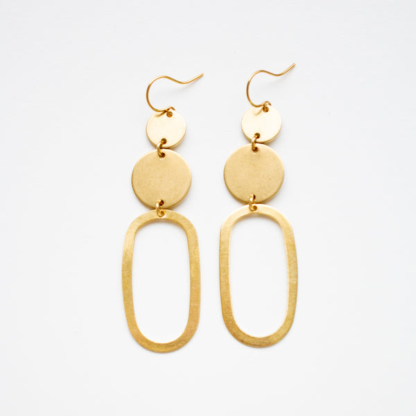 Long Oval Brass Earrings