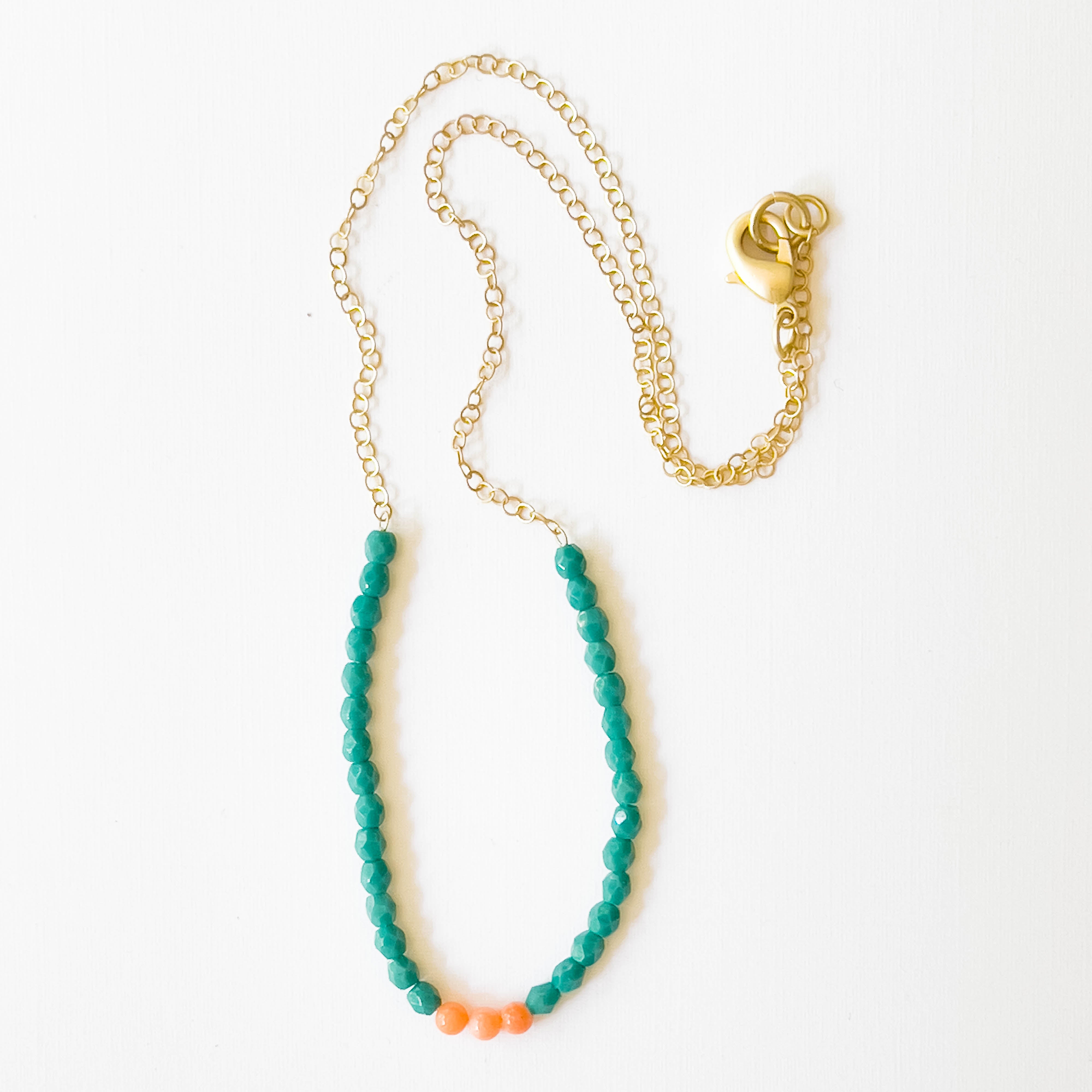 16 Dainty Minimalist Seed Bead Necklace Multi Turquoise