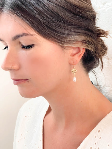 Flower and dangle earrings
