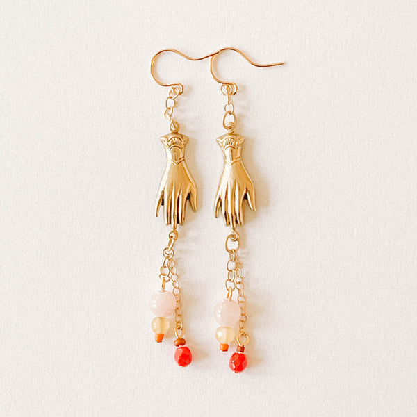 Long Hand Charm Earrings